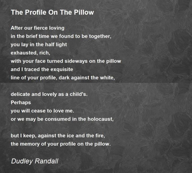 The profile on the Pillow, artist Dudley Randall, traduction du poème en français, American poetry