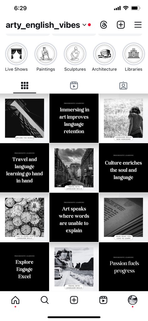 A brand for a learning method to learn English with Arts & Culture