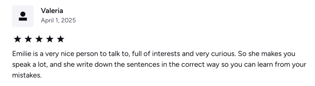 Reviews for French teaching for English speakers
Best French teacher for English speaker
Quality French teaching for Americans, Canadians and English learners
