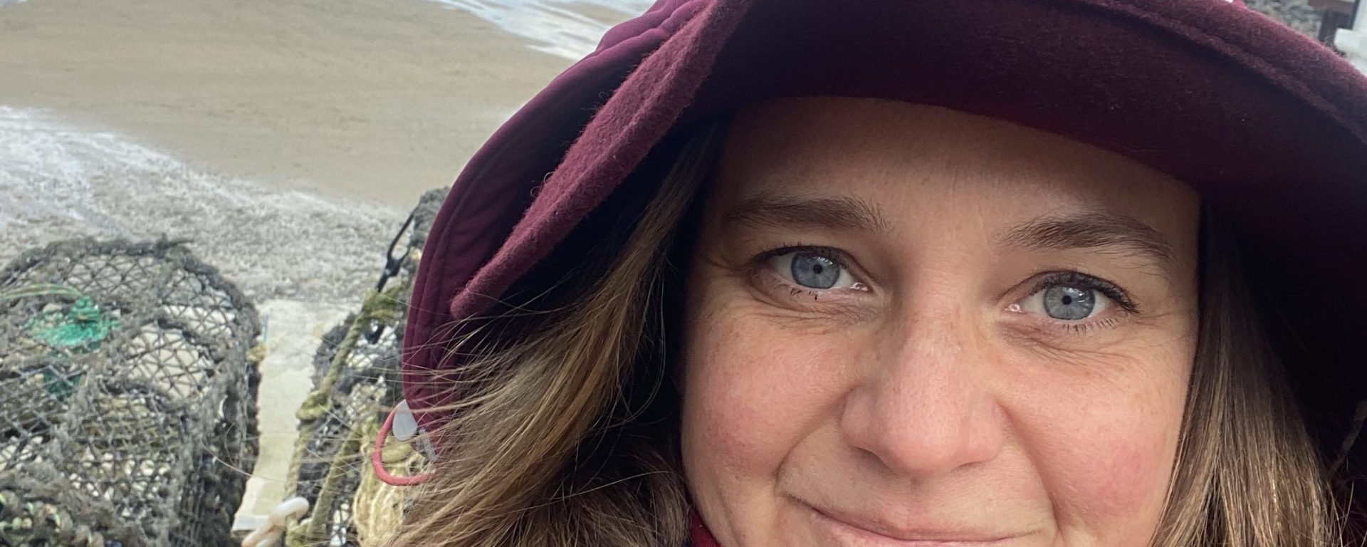 Emi Create from Positive Social Impact on a beach in winter time in Cornwall